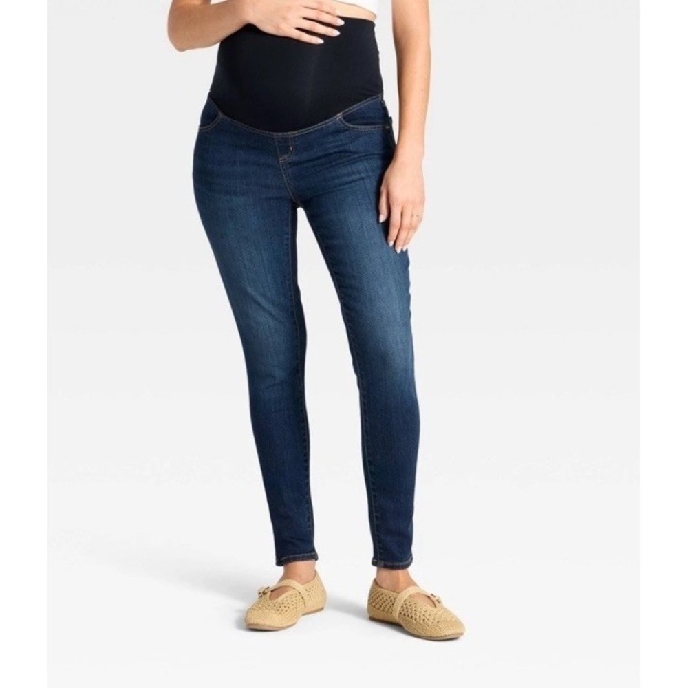 Ingrid & Isabel Women's Jeans Maternity Crossover Panel Straight‎ Blue Size 10